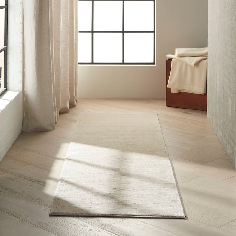 Calvin Klein Home Jackson Solid Area Rug - 2'2" x 7'6" Runner - Ivory/Grey - Runner/Rectangle