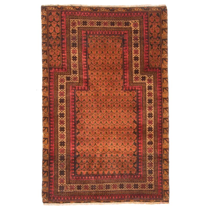 ECARPETGALLERY Hand-knotted Teimani Red Wool Rug - 2'8 x 4'2