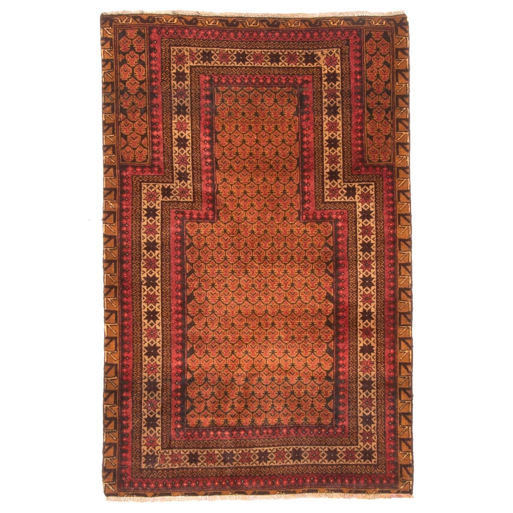 ECARPETGALLERY Hand-knotted Teimani Red Wool Rug - 2'8 x 4'2