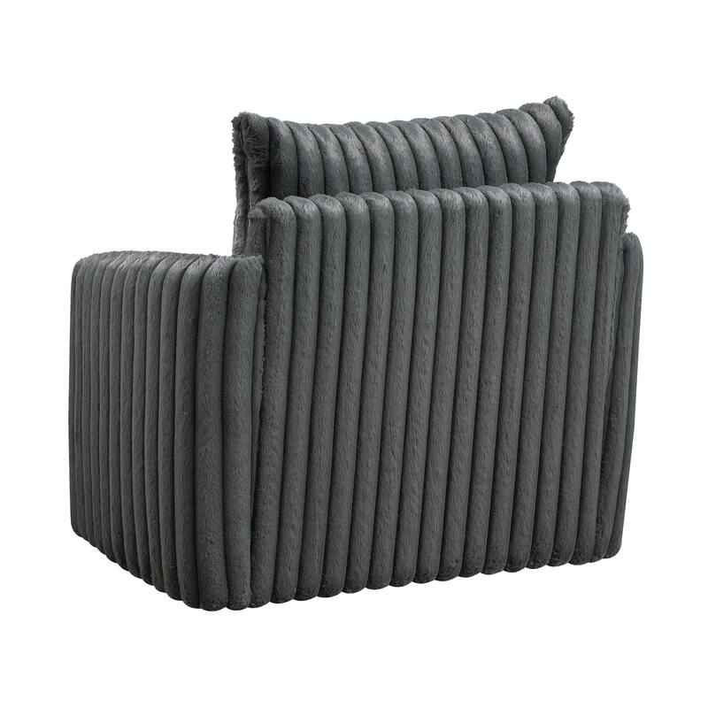 Genor 38.5" Corduroy Fabric Swivel Chair - 360-Degree Swivel