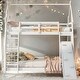 preview thumbnail 1 of 14, Playful Design Twin over Queen House Bunk Bed with Climbing Nets and Climbing Ramp White