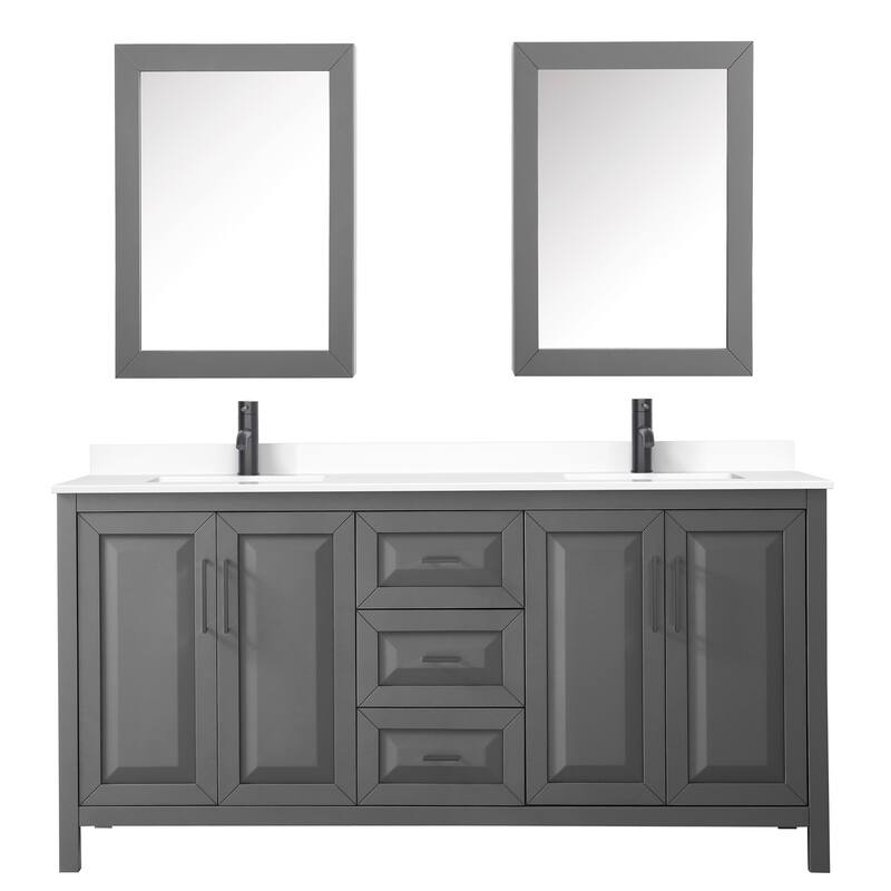 Daria 72 Inch Double Vanity, Cultured Marble Top, Medicine Cabinets