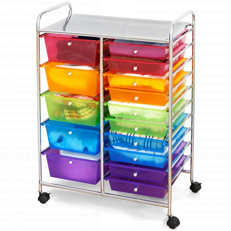 Costway 15 Drawer Rolling Storage Cart Tools Scrapbook Paper Office - See Details
