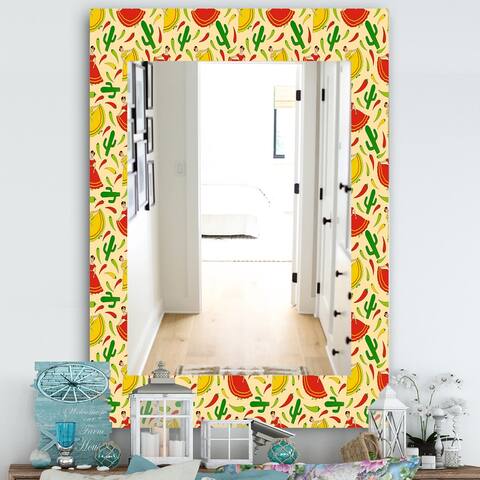 Designart 'Mexican Woman Pattern' Bohemian and Eclectic Mirror - Vanity Printed Mirror