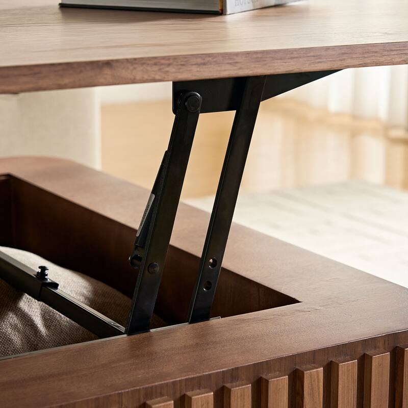 35.43 Inch Modern Handcraft Coffee Table, Square Coffee Table for Living Room, Lift Top Wooden Coffee Table