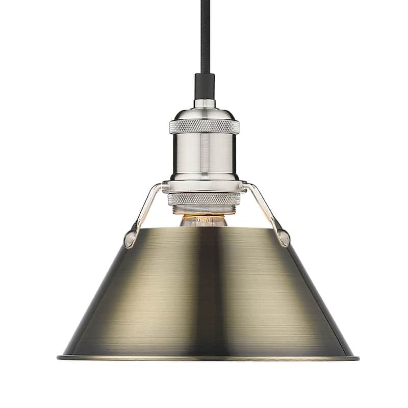 Yep by Golden Lighting Orwell 1-light 8in Pendant in Pewter and Aged Brass shade - Silver