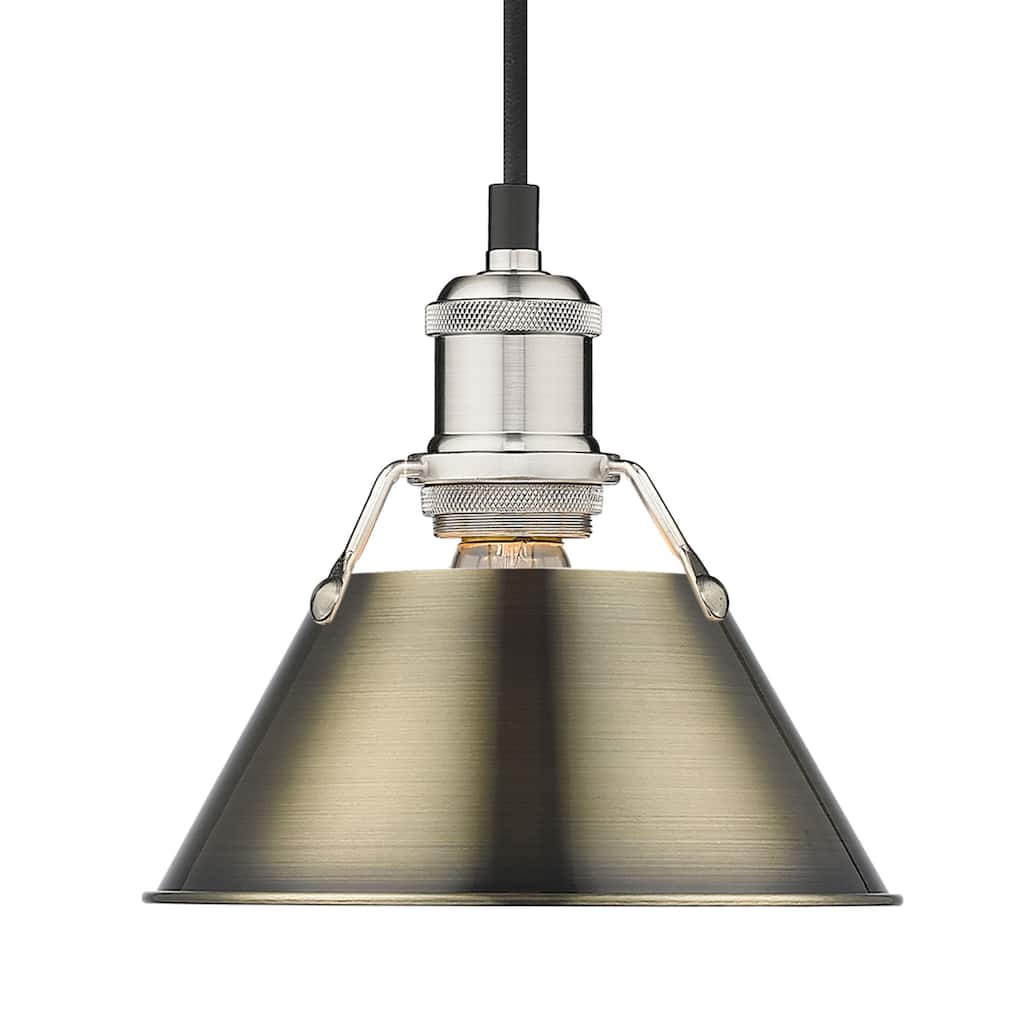 Yep by Golden Lighting Orwell 1-light 8in Pendant in Pewter and Aged Brass shade - Silver