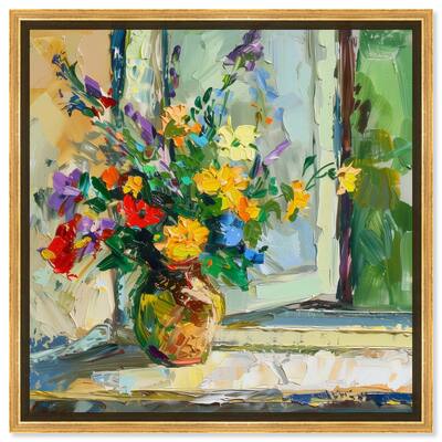 Art Remedy Vase By The Window Framed Impressionism 1 Piece Canvas Wall Art /Monet And Van Gogh Inspired Art