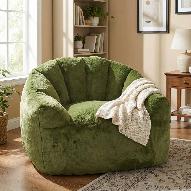 Homy Casa Soft Bean Bag Sofa Chair for Living Room Comfort - Green
