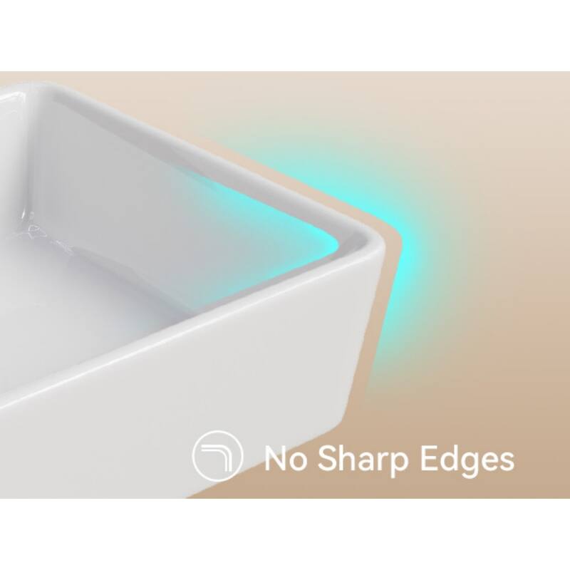 HOROW 19 inch Rectangular White Bathroom Ceramic Vessel Sink Art Basin