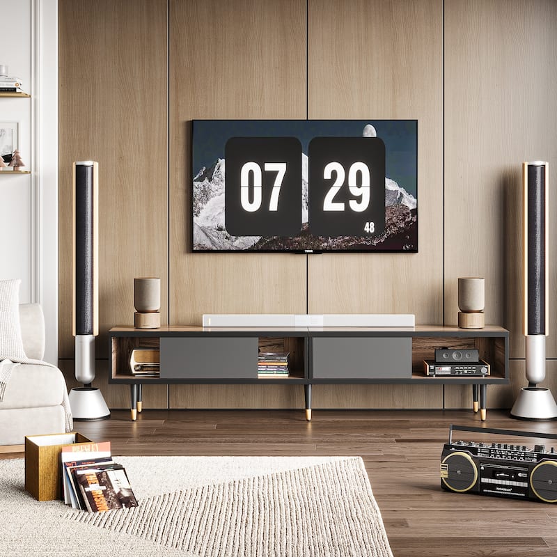 Modern TV Stand up to for 85 inch TVs Entertainment Center with Storage - 80 inch