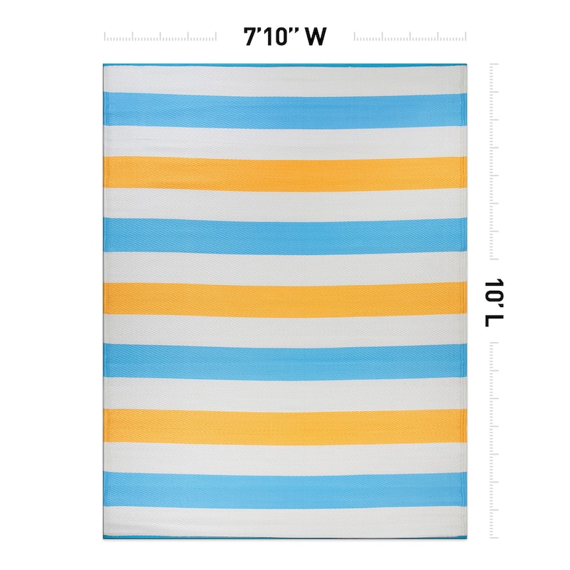 World Rug Gallery Contemporary Stripe Reversible Recycled Plastic Outdoor Rugs