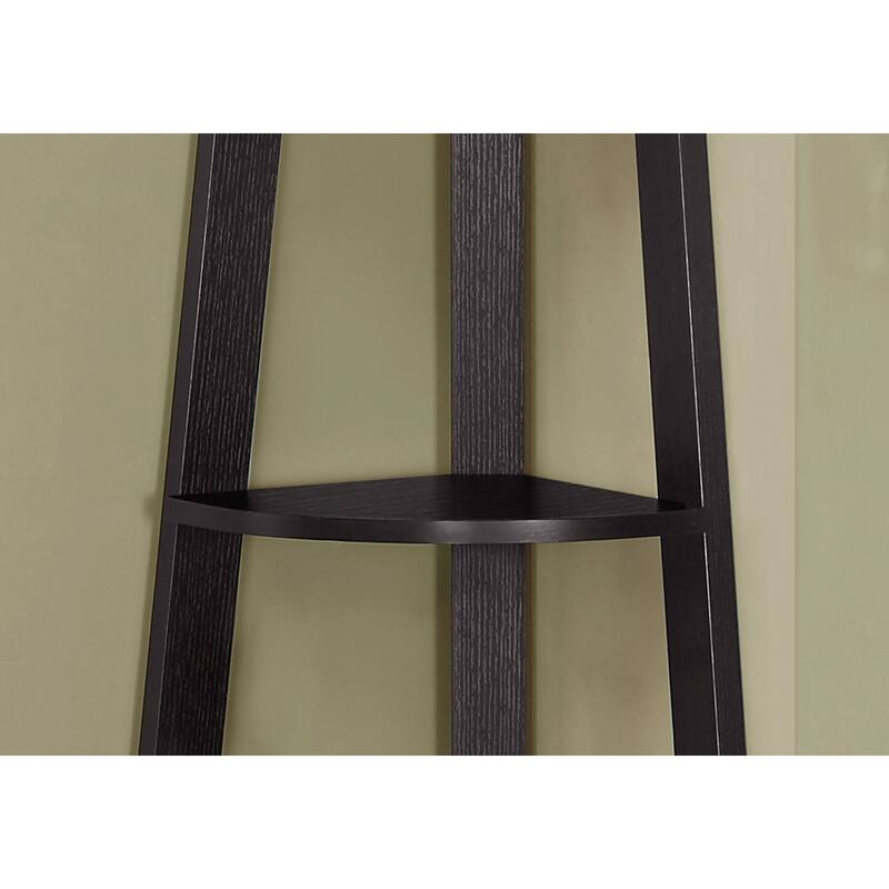 Bookshelf, Bookcase, Etagere, Corner, 5 Tier, 72"h, Office, Bedroom, Laminate, Contemporary, Modern