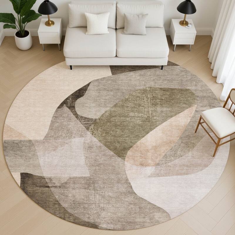 Premium Washable Super Soft Casual Contemporary Mayfield Rug - Taupe - 8' x 8'