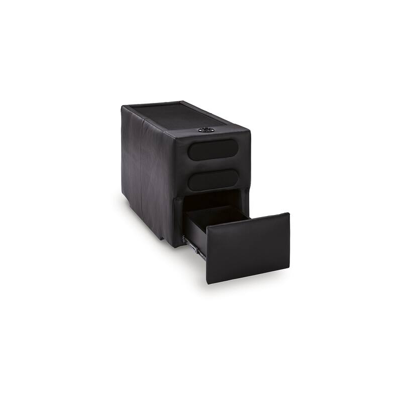 Signature Design by Ashley ModMax II Black 5-Piece Double Chaise Sectional with Audio Consoles - 144" W x 69" D x 36" H