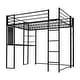 preview thumbnail 3 of 6, Black Metal Loft Bed with Long Desk