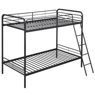 Heavy Duty Metal Bunk Bed with Ladder and Safety Guardrails-Black - 78" x 41.5" x 64.5"
