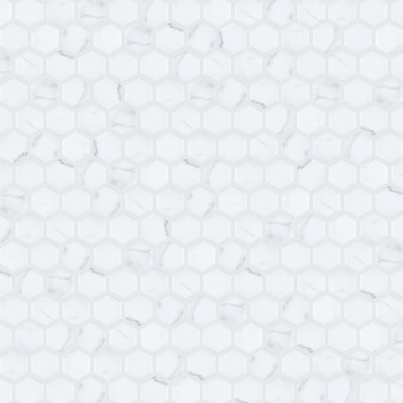 Merola Tile Carrione 1" Hex Matte Carrara 10-1/4" x 11-7/8" Porcelain Mosaic Floor and Wall Tile
