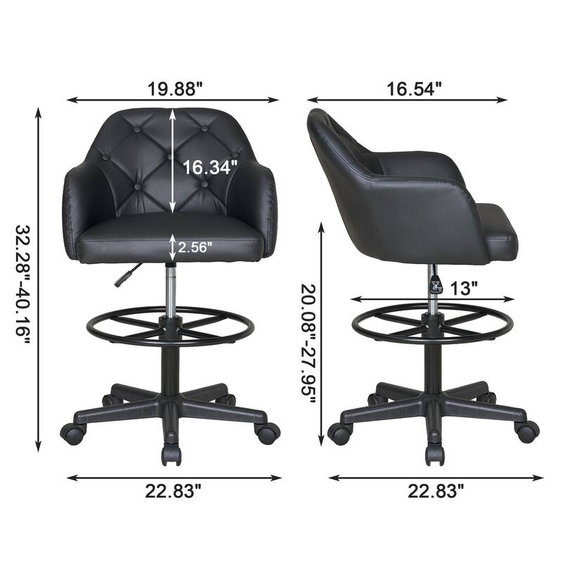 VECELO Swivel Wingback Tilting Drafting Chairs 32.28"-40.16" Adjustable Height Diamond Tufted Back Naihead Home Office Chairs