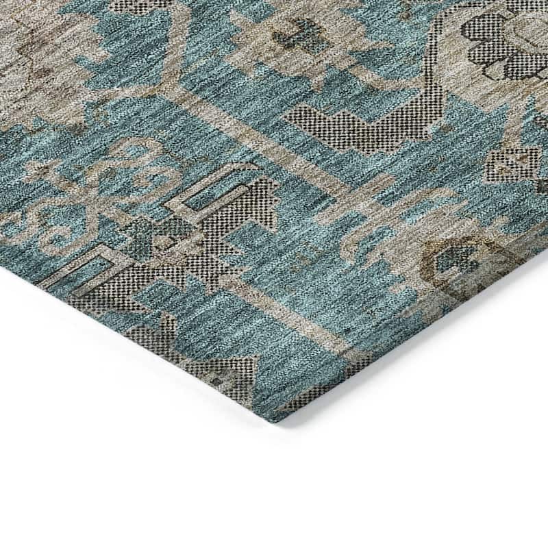 HomeRoots Oriental Traditional Rectangle Outdoor Rug