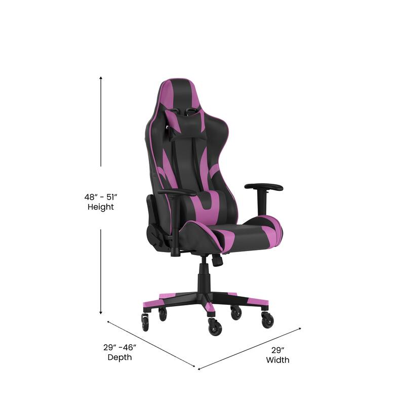 Office Gaming Chair with Roller Wheels & Reclining Back
