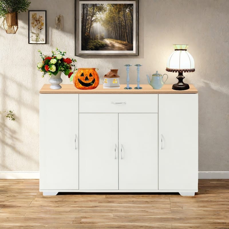 Homy Casa Kitchen Storage Cabinet with Drawer & 4 Doors - Beech