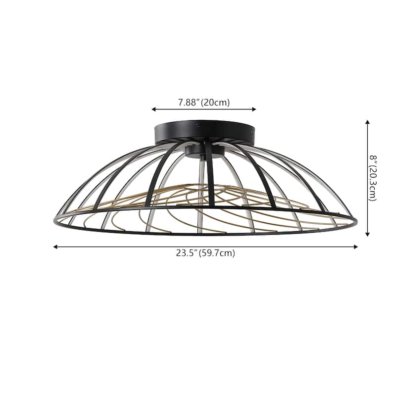 Dimmable Stripe Half-Cage Integrated LED Flush Mount, By JONATHAN Y - 1-Light