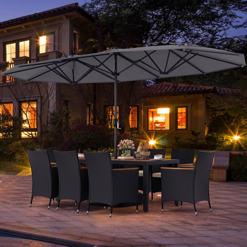 Costway 11 PCS Patio Wicker Dining Set with Double-Sided Outdoor - See Details