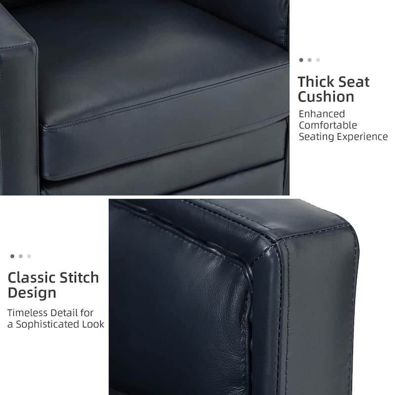 Jorge 28.74" Wide Genuine Leather Swivel Chair Set of 2