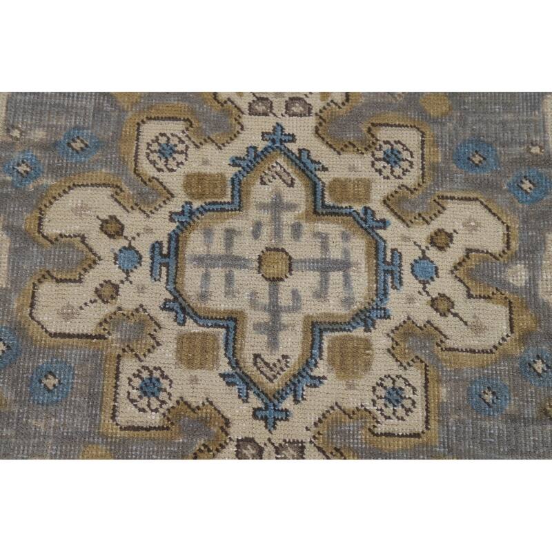 Hand Knotted Oriental 100% Wool Carpet Traditional Floral Beige & Ivories Tabriz Area Rug - 9' 7'' X 6' 6''