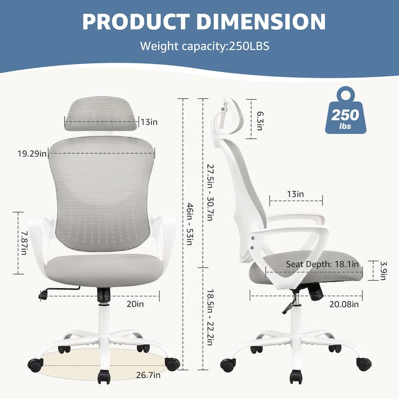 Ergonomic Mesh Office Desk Chair with Fixed Armrests