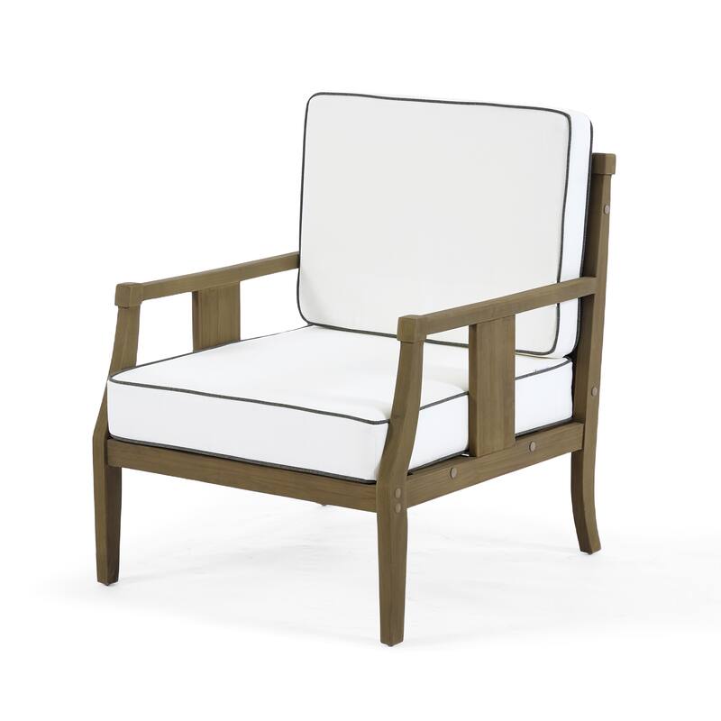 6-Piece Outdoor Teak Seating Set Armchair Patio Conversation Sets with 2 Tables, Cushion