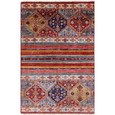Golden Nile Khorjin Persian Gabbeh Hand Knotted Wool Rug - 3' 3" X 4' 10"