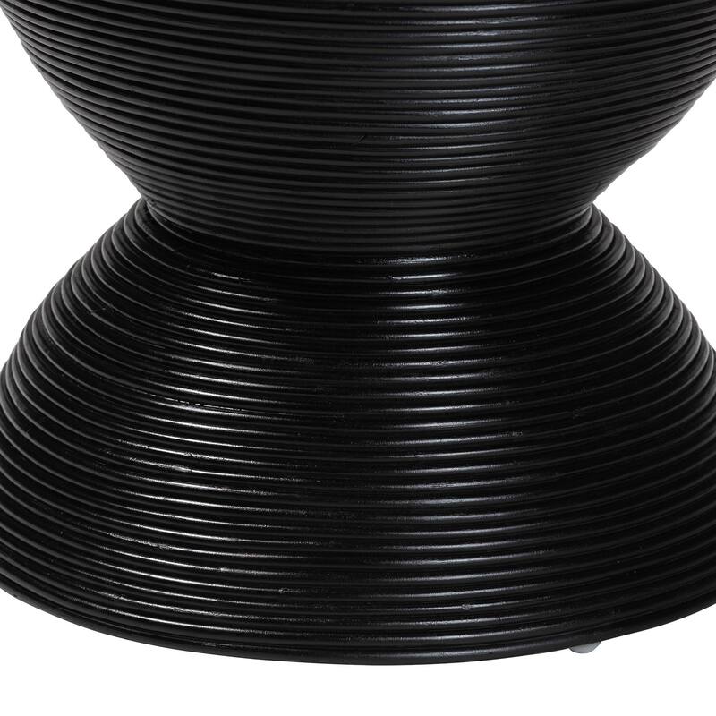 Tokyo Laminated Natural Rattan Side Table - Hourglass Table with Sculptural Design, Boho Chic Style for Living Room