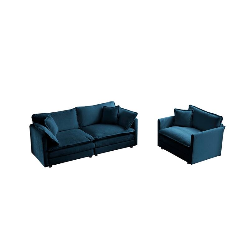 2 Seater Loveseat and Chair Set, 2 Piece Sofa and Chair Set for Living Room