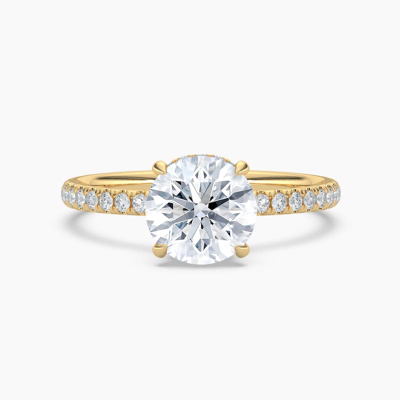 Auriya 14k Gold Round Lab Grown Unique Loop Diamond Halo Engagement Ring 1.00 to 5.00 ct. tw. (F-G, VS) - 6.5 - 1.75 carats - Yellow