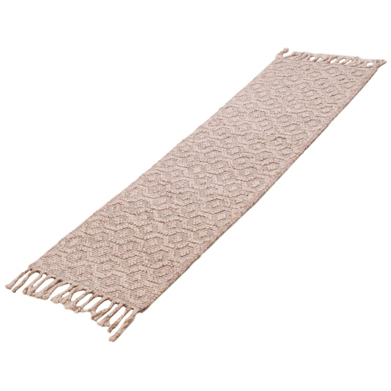 ECARPETGALLERY Braid weave Sienna Cream Wool Rug - 2'3 x 7'8