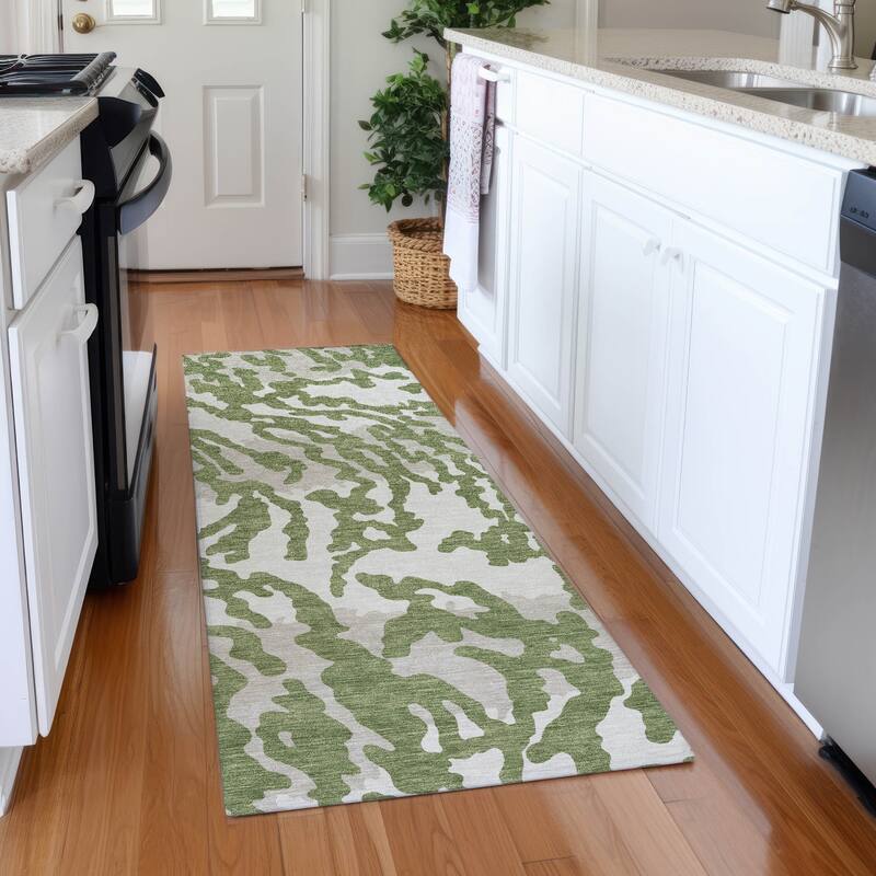 Premium Washable Super Soft Modern Tiger Mayfield Rug - Green - 2'3" x 7'6"