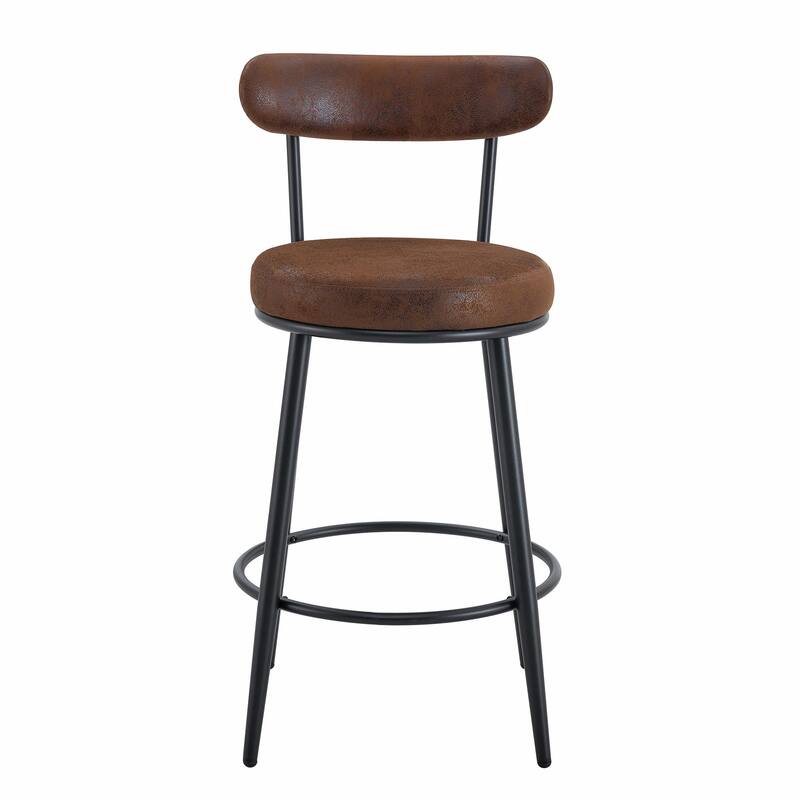 Modern High Stool with Gold-Plated Legs & Linen Seat