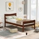 preview thumbnail 10 of 25, Classic Design Easy to Clean Twin Size Wood Platform Bed with Headboard and Wooden Slat Support Walnut - Twin
