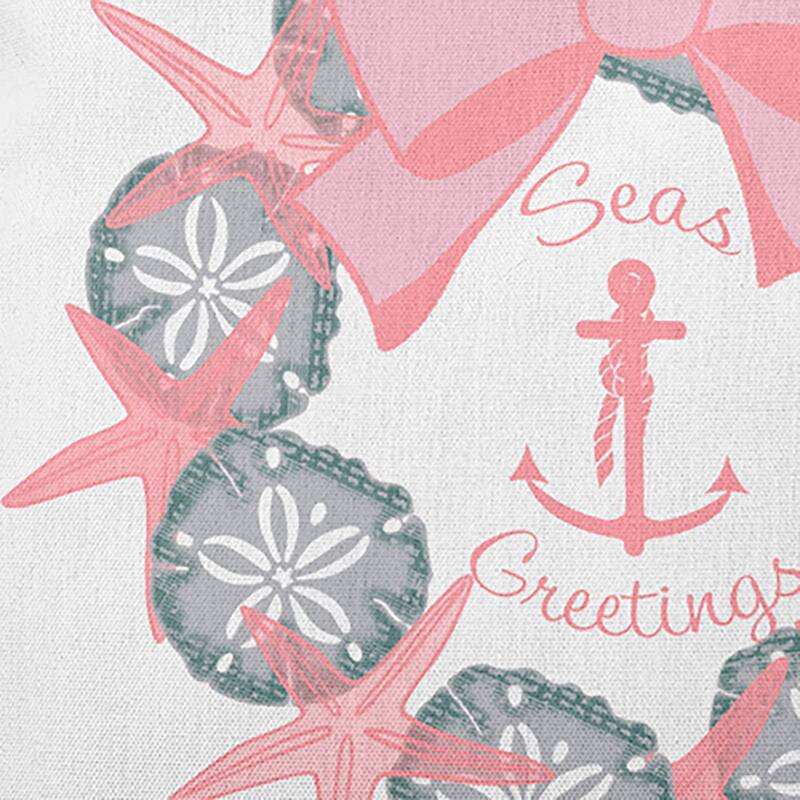 Seas and Greetings Wreath Beachy Christmas Accent Pillow