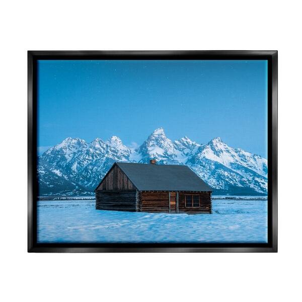 Stupell Log Cabin Mountain View Framed Floater Canvas Wall Art Design ...