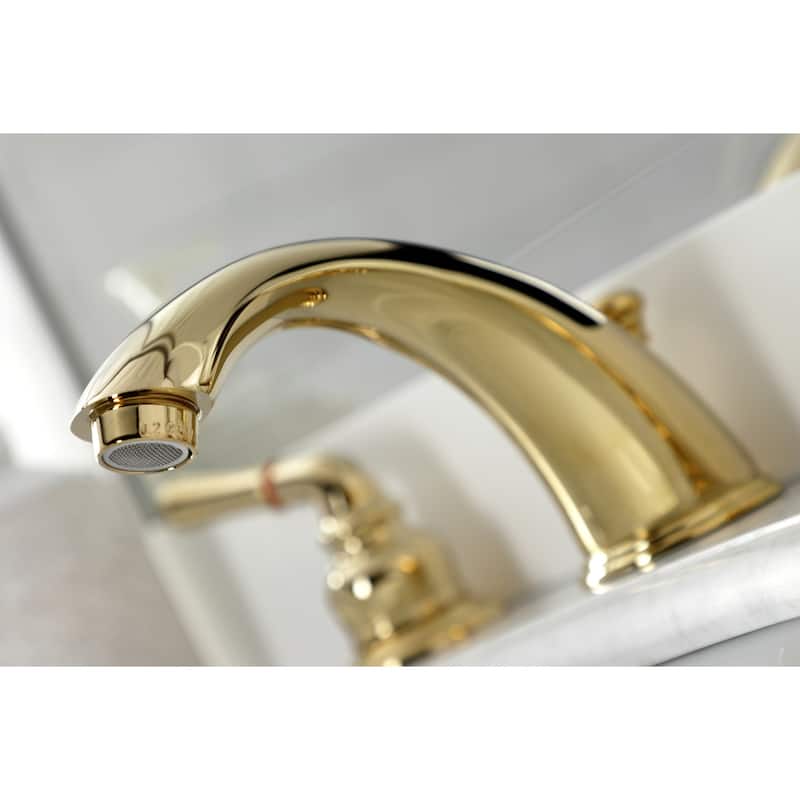 Kingston Brass Magellan Deck Mount Widespread Bathroom Faucet with Brass Pop-Up