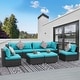 preview thumbnail 132 of 154, FINCATI Outdoor High-back Wicker Patio Sectional Set, 500 lbs Luxury Oversized Conversation Set, Spacious Couch Set 242000 - Teal