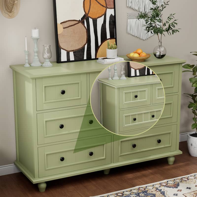 47"W Retro 7-Drawer Dresser Farmhouse Wood Dressers Chest of Drawers