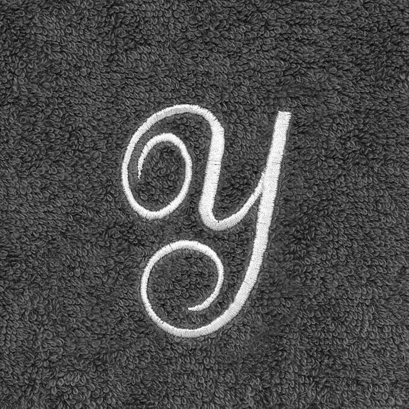 Avanti Linens Granite/Silver Script Monogram Fingertip Towel Letter Y - Fingertip Towel