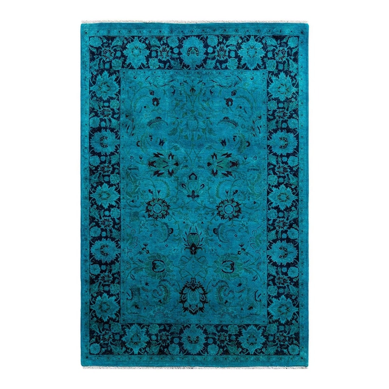 Contemporary Overdyed Wool Hand Knotted Area Rug - 4' 0" x 6' 1"