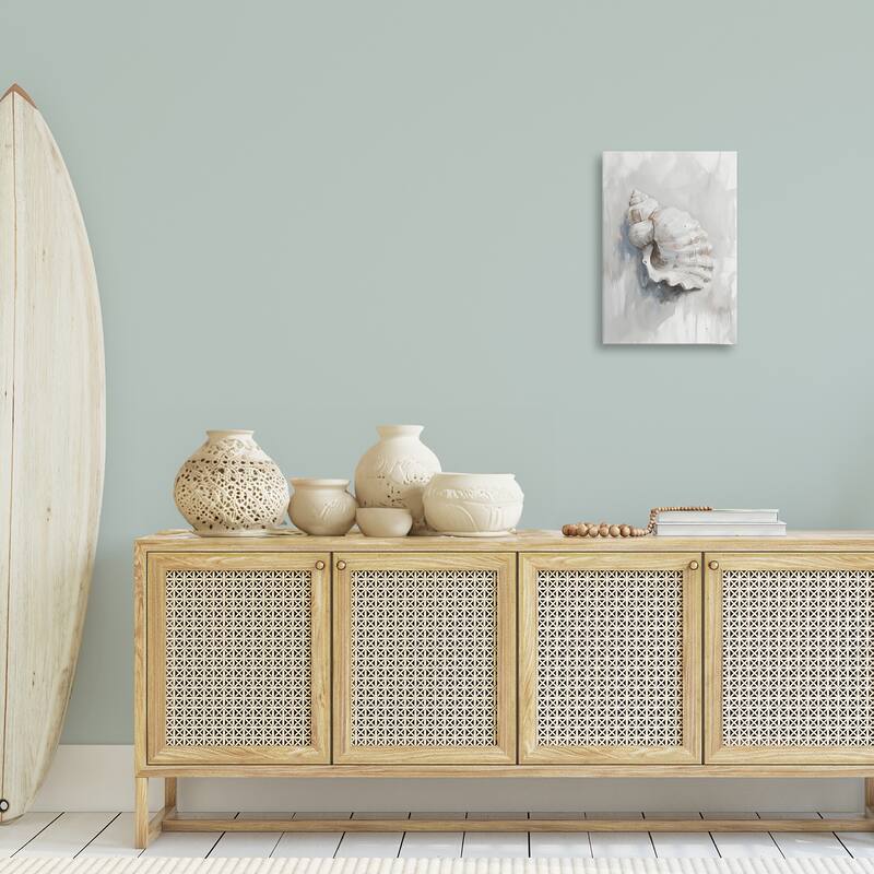 Stupell Neutral Curved Seashell Canvas Wall Art Design By Ramona Murdock