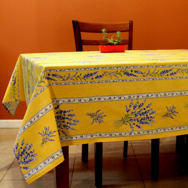 Wipeable Spill Resistant Provencal Cotton Cannes Collection Tablecloth