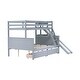 preview thumbnail 6 of 6, Space-Saving Twin over Full Bunk Bed Rubber Wood Bunk Bed with Slide and 2 Storage Drawers